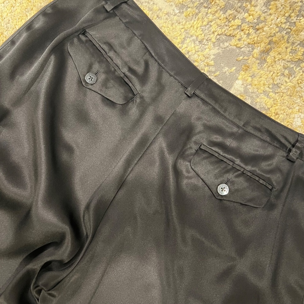 NWT Vintage Emanuel Ungaro 100% Silk Black Cargo Pants Size 12 - Picture 10 of 14